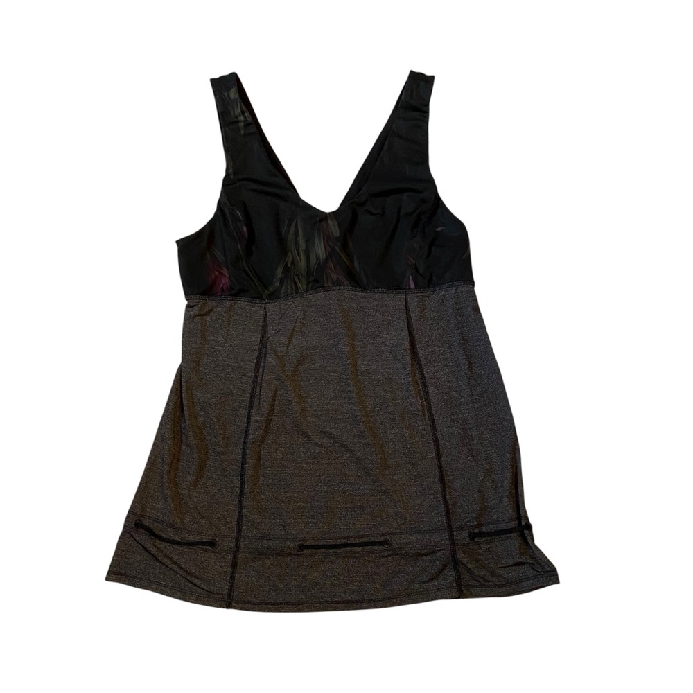 LULULEMON Hustle and Bustle Tank Top Heathered Black Midnight Iris Multi Size 10